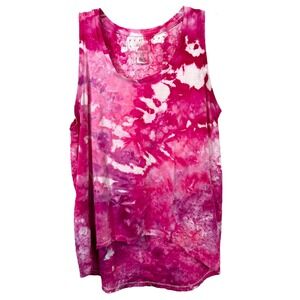Andrea Jovine Medium Top Handmade Pink Tie Dye Tank Eyelet Lace Hi Lo 1755